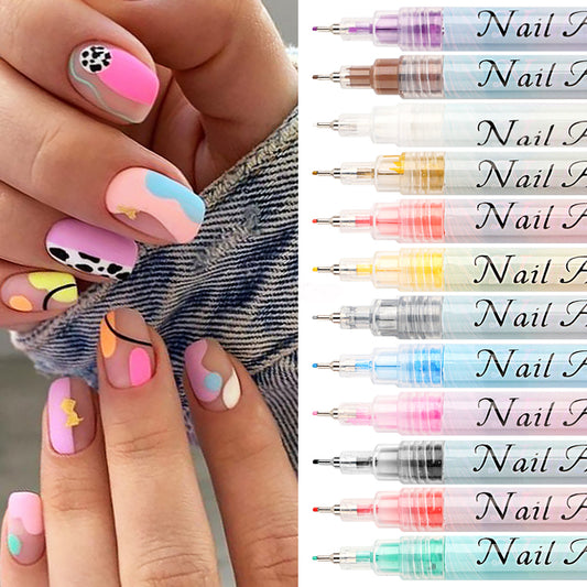 NAIL ART PENS - Bolígrafos para diseño de uñas x12 unidades